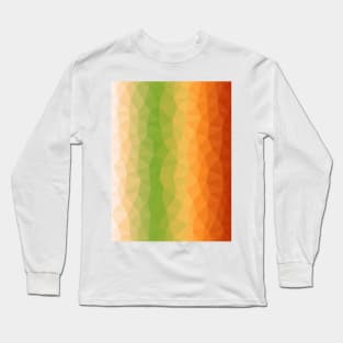 Cream, Green, Orange and Red Geometric Abstract Design Long Sleeve T-Shirt